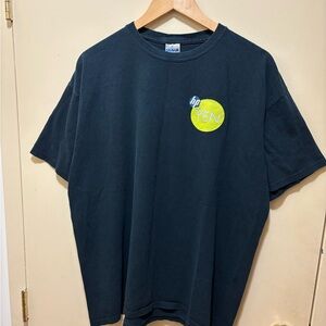 Gildan Black Short-Sleeve Tee with Neon Yellow Circle Graphic